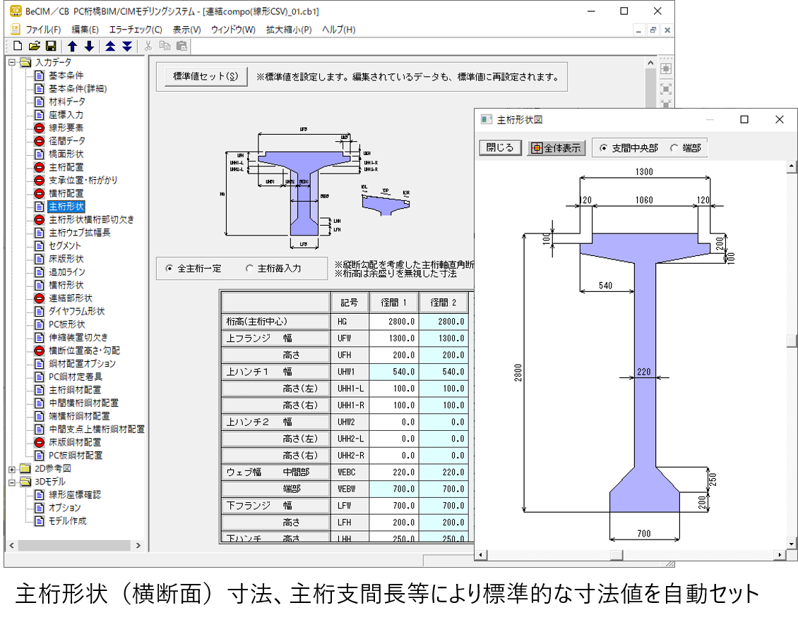 入力データの標準値設定機能で効率アップ